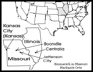 Einmarsch in Missouri: Markante Orte