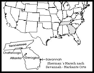 Sherman´s Marsch nach Savannah: Markante Orte